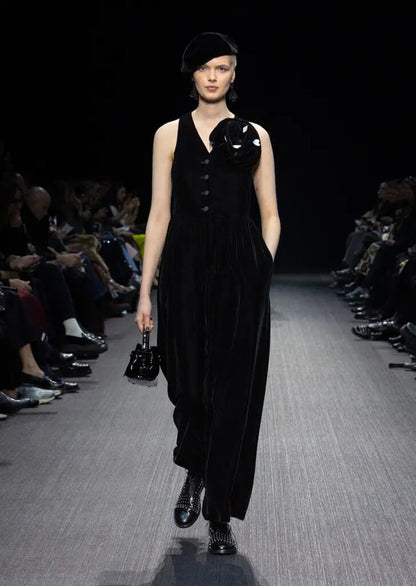 Black Structured Handbag with Unique Buckle