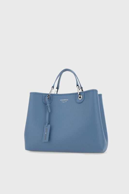 Classic Blue Structured Tote with Silver Hardware