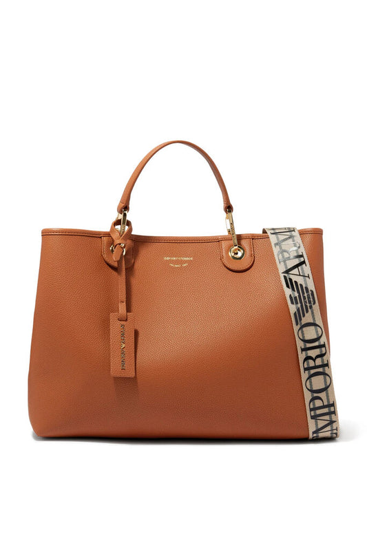 Tan Textured Tote Bag with Logo Strap
