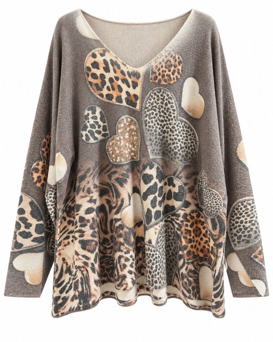Top Long Sleeves Leopard TAUPE