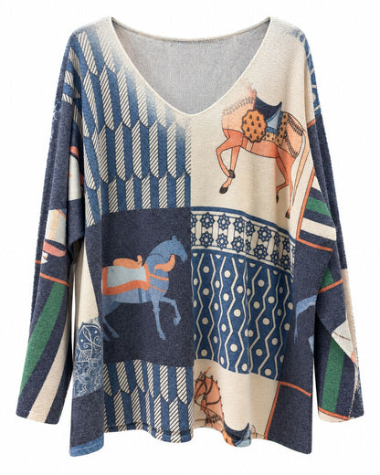 Top Long Sleeves Horse BLU