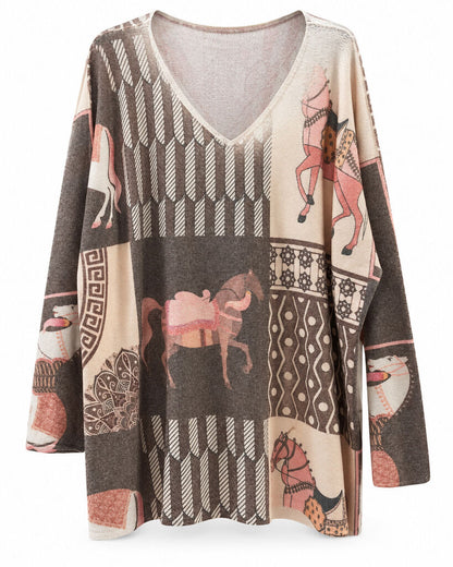 Top Long Sleeves Horse GRIGIO