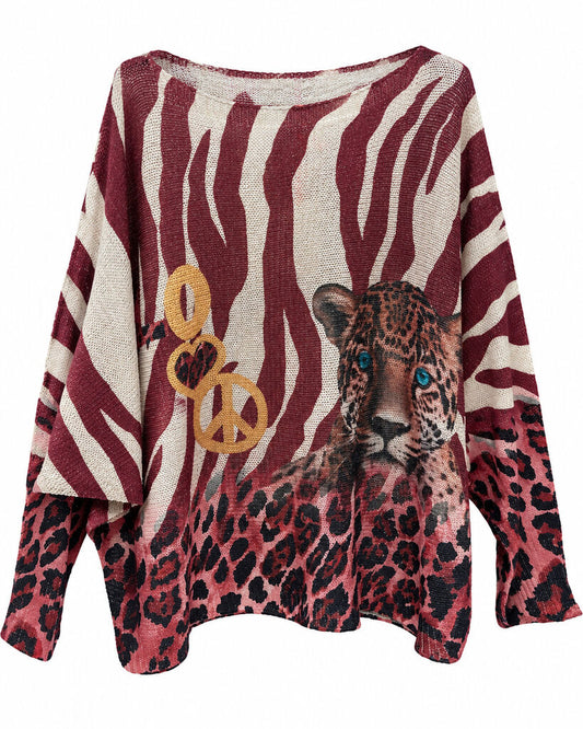 Top Long Sleeves Leopard BORDO