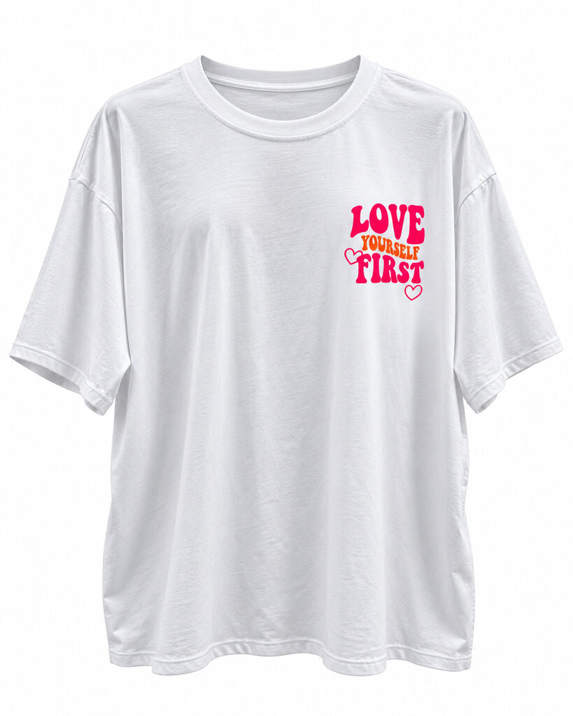 Tshirt LOVEYOURSELFFIRST WHI/FUX