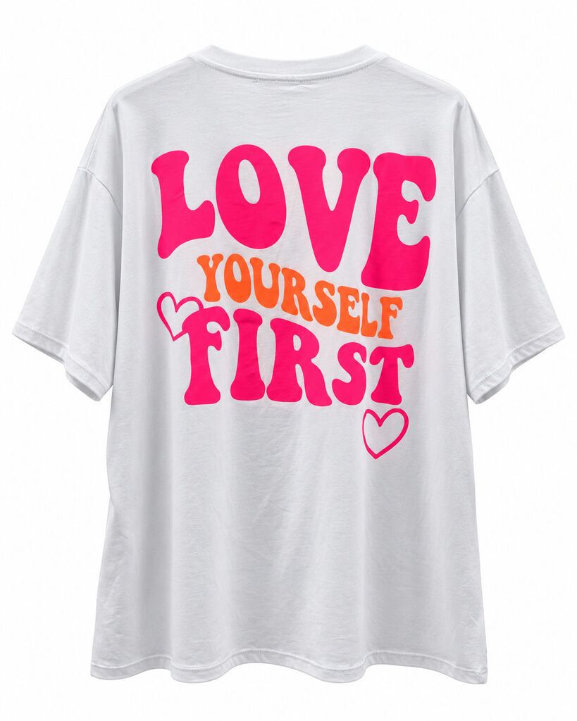Tshirt LOVEYOURSELFFIRST WHI/FUX