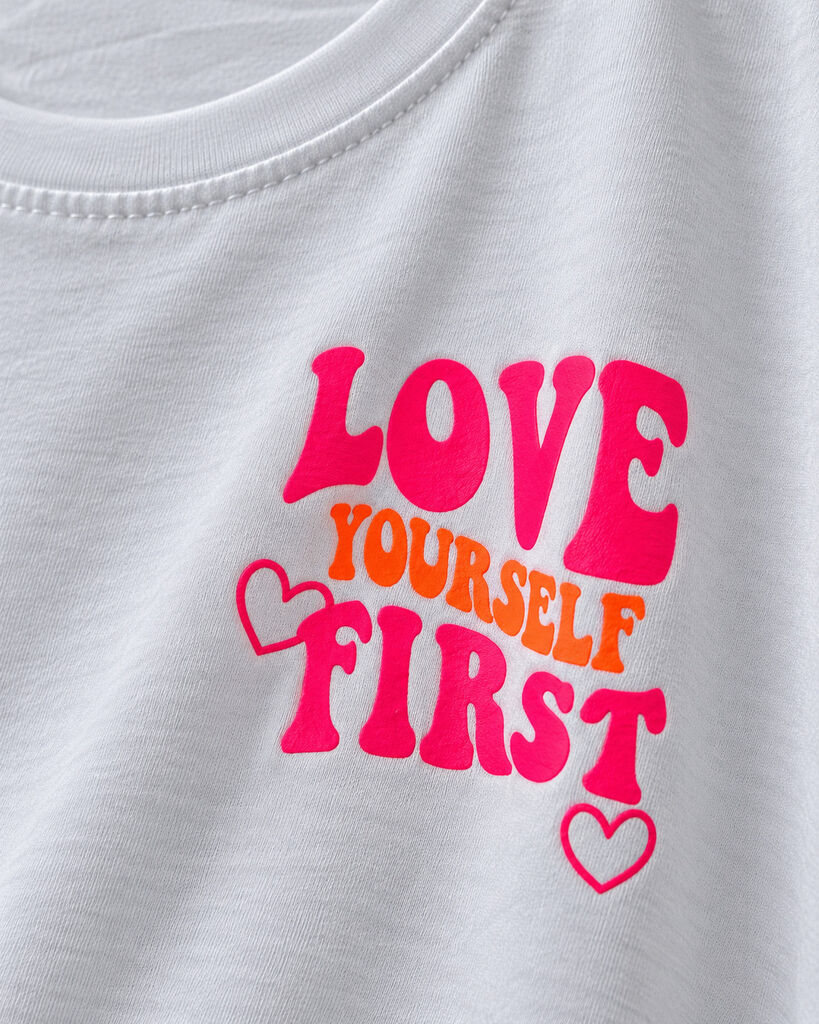 Tshirt LOVEYOURSELFFIRST WHI/FUX