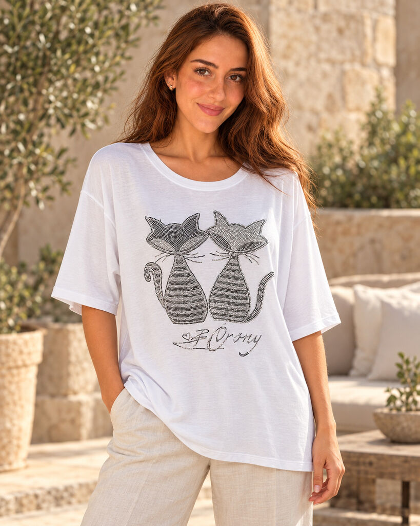Tshirt CATS WHITE