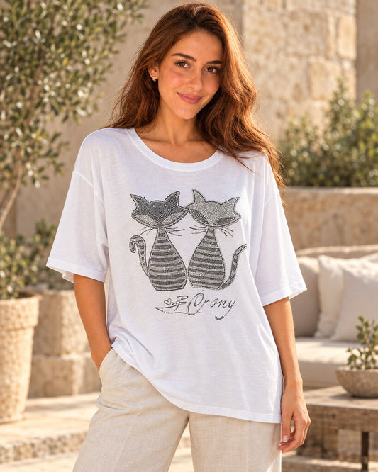 Tshirt CATS WHITE