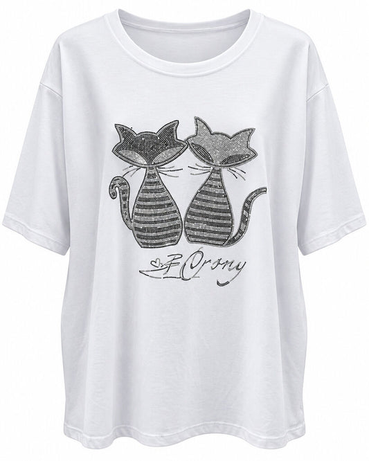 Tshirt CATS WHITE