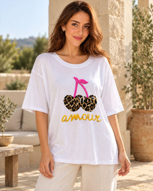 Tshirt CHERRIES WHI/LEO