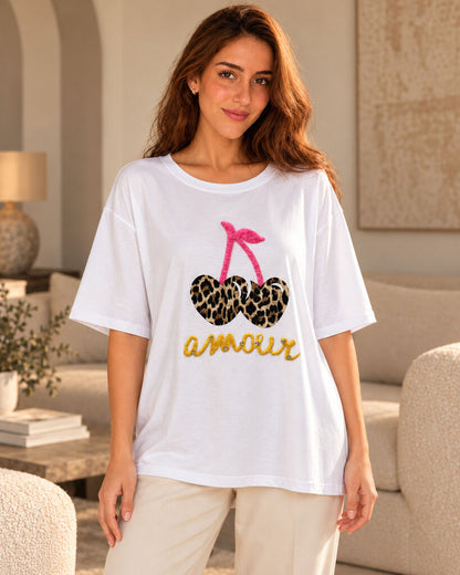 Tshirt CHERRIES WHI/LEO
