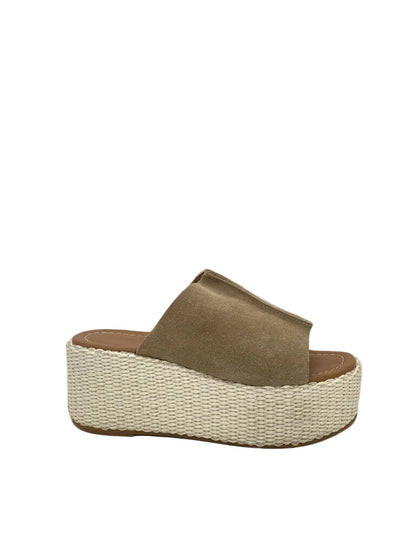 Taupe Suede Platform Slide with Woven Sole
