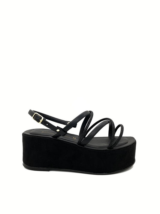 Black Platform Sandal with Adjustable Straps
