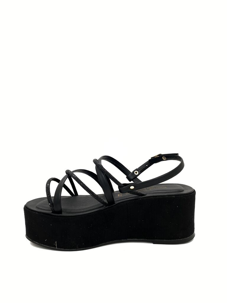 Black Platform Sandal with Adjustable Straps