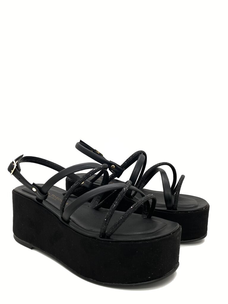 Black Platform Sandal with Adjustable Straps