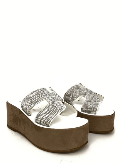 Elegant Rhinestone Platform Sandals with Wedge Heel