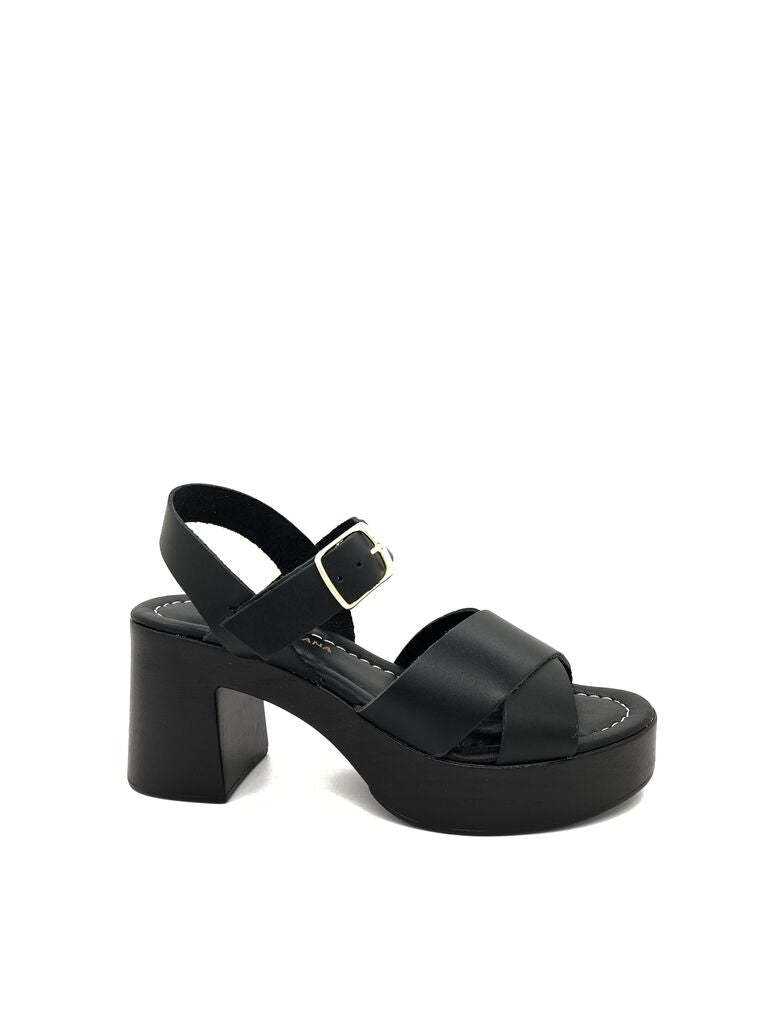 Black Platform Sandal with Block Heel