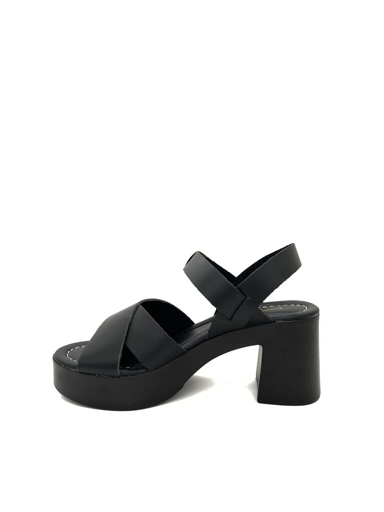 Black Platform Sandal with Block Heel