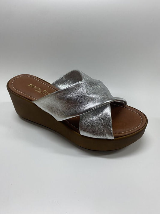 Heeled Mule Open-Toe Nappa ARGENTO