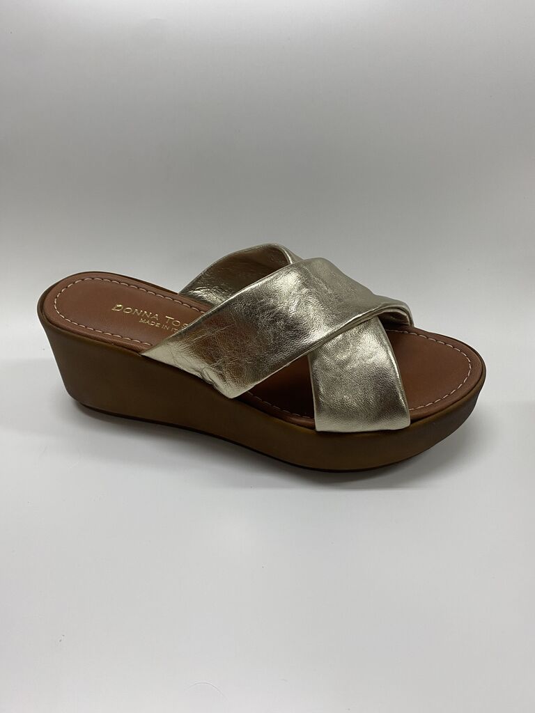 Heeled Mule Open-Toe Nappa PLATINO