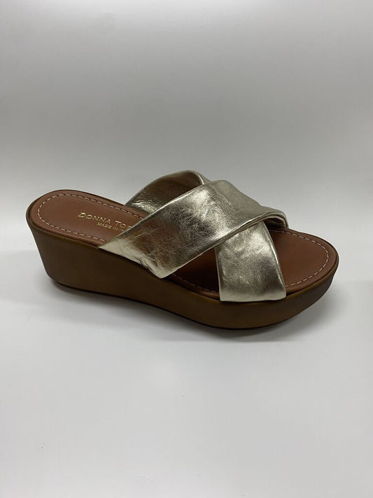Heeled Mule Open-Toe Nappa PLATINO