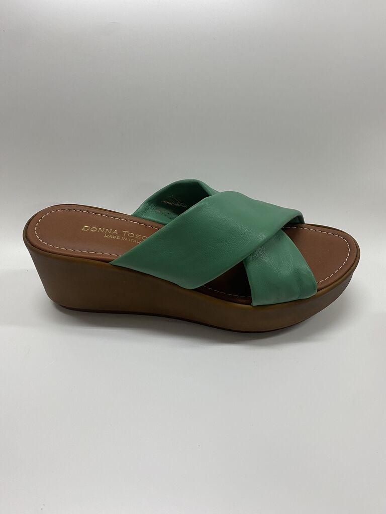 Heeled Mule Open-Toe Nappa VERDE