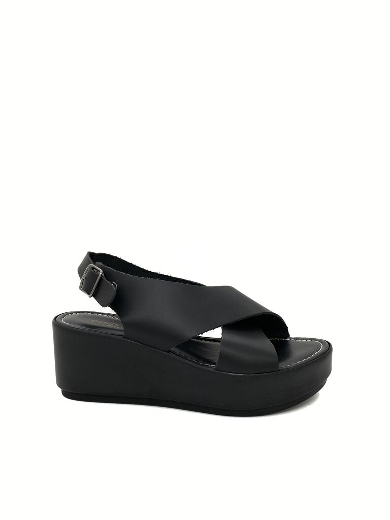 Black Platform Sandal with Adjustable Strap