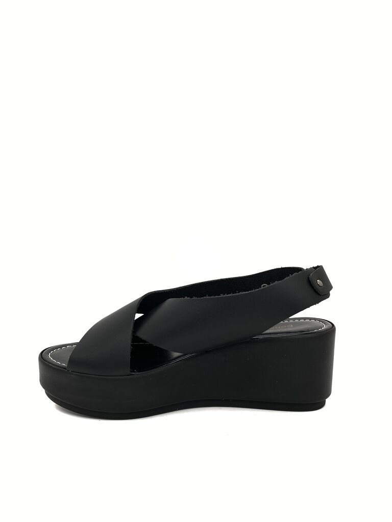 Black Platform Sandal with Adjustable Strap