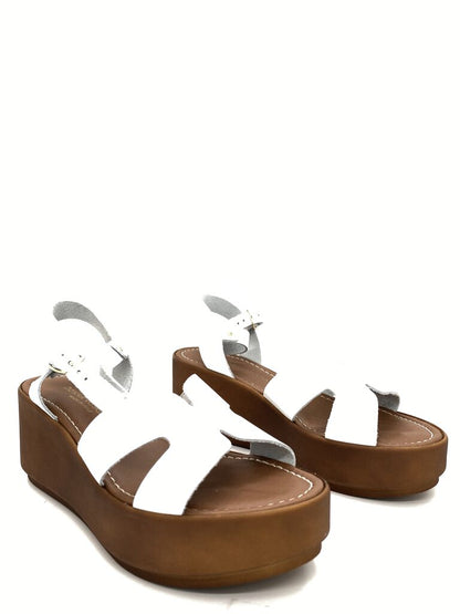 White Platform Sandals with Adjustable Strap