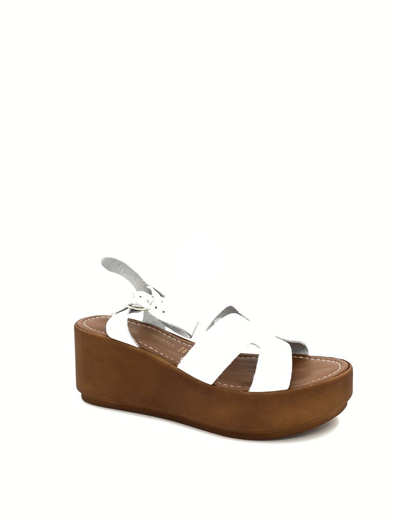 White Platform Sandals with Adjustable Strap