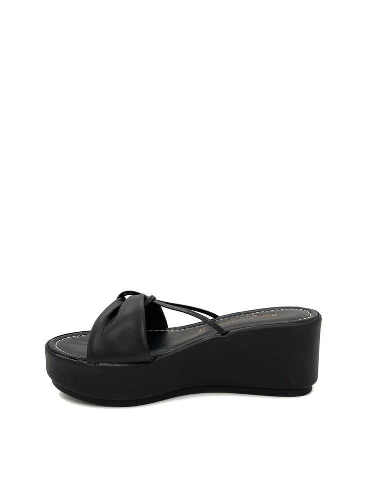 Black Platform Slide Sandal with Knot Detail