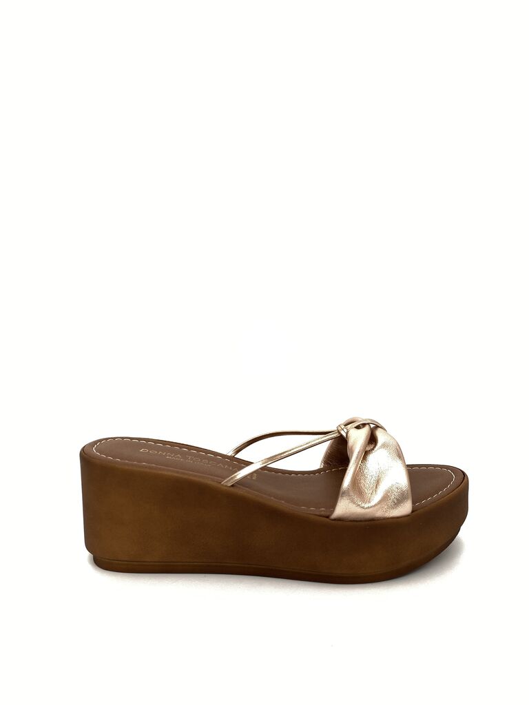 Rose Gold Metallic Platform Sandal with Knot Detail