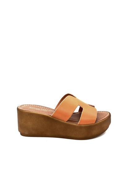 Orange Platform Slide Sandals with Open Toe