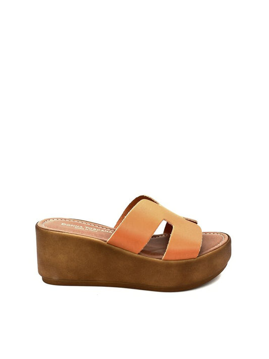 Orange Platform Slide Sandals with Open Toe