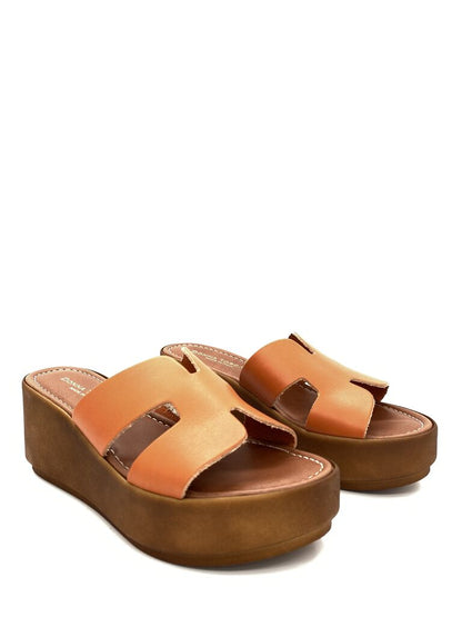 Orange Platform Slide Sandals with Open Toe