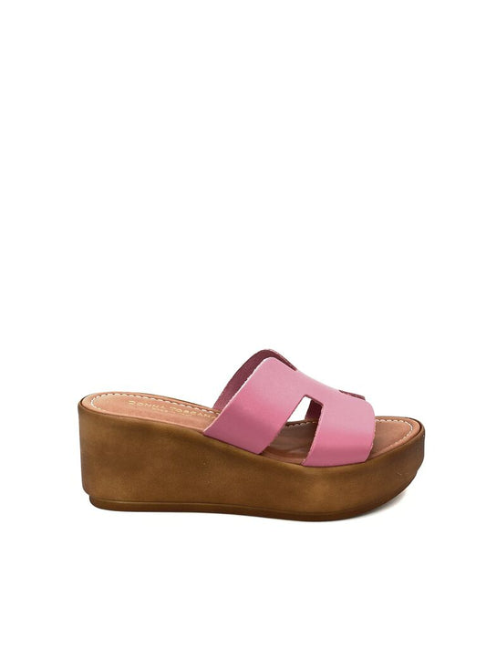 Pink Platform Sandals with Cutout Straps