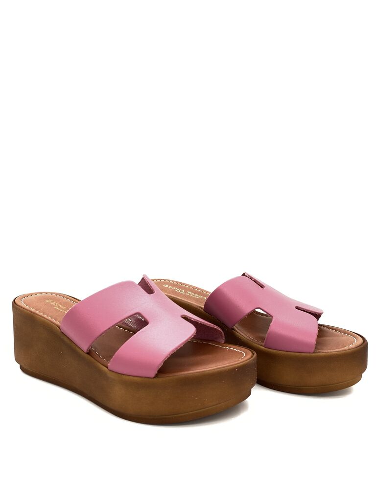 Pink Platform Sandals with Cutout Straps