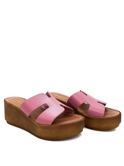 Pink Platform Sandals with Cutout Straps