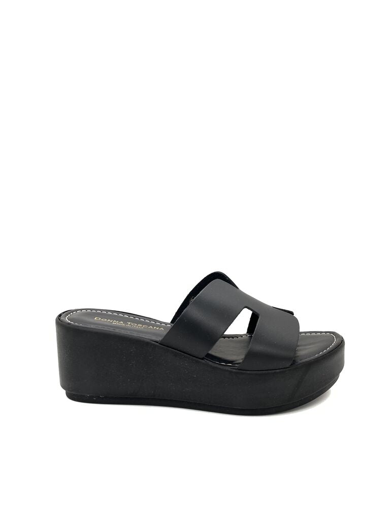 Heeled Mule Open-Toe Nappa NERO