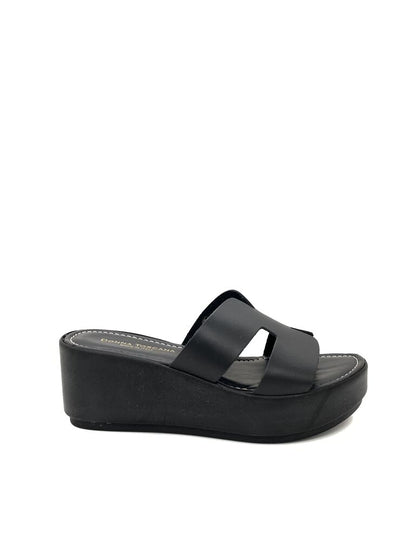 Heeled Mule Open-Toe Nappa NERO