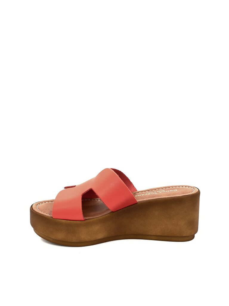 Coral Faux Leather Platform Sandal with Cutout Design