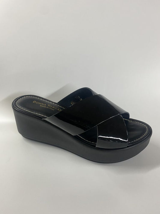 Heeled Mule Open-Toe Vernice NERO