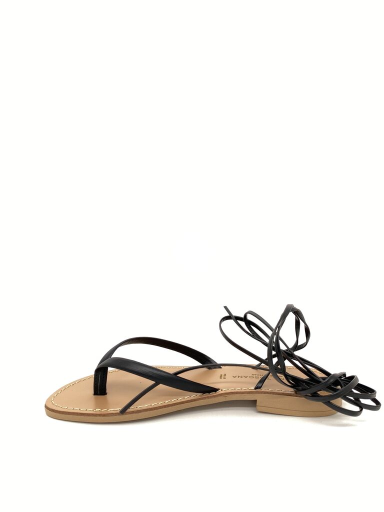 Black Tie-Strap Sandal with Open Toe
