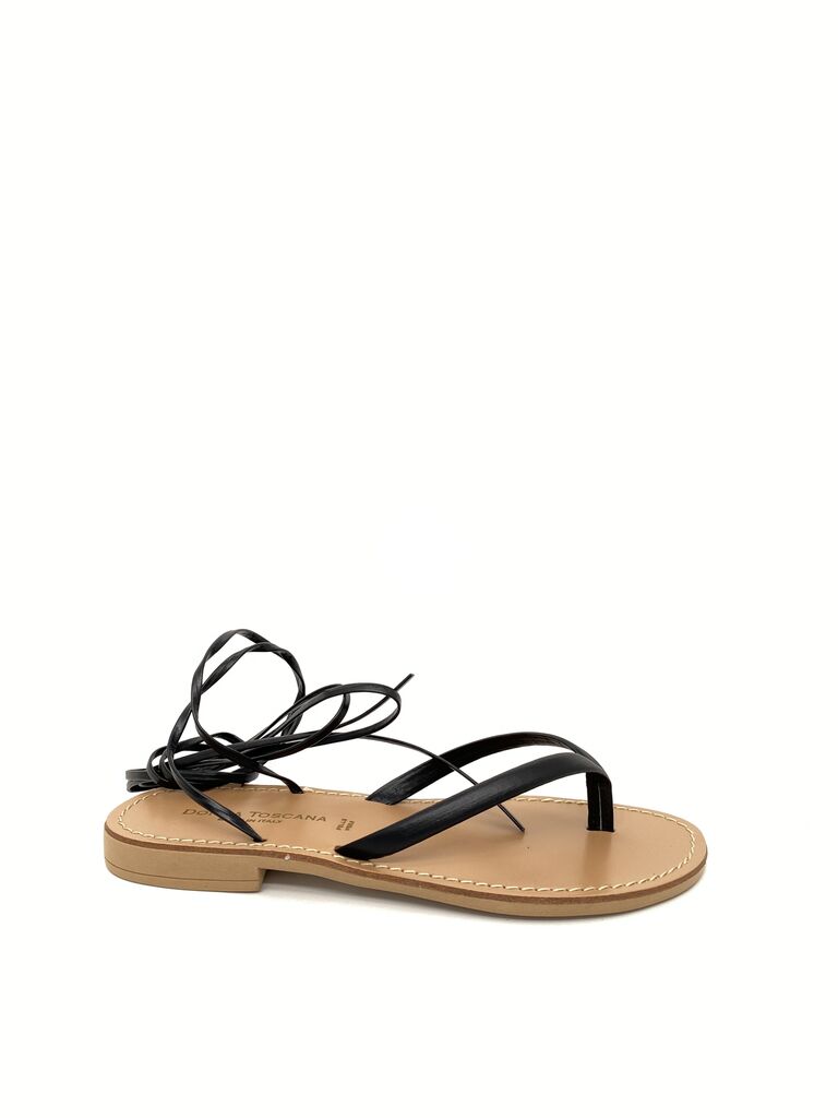 Black Tie-Strap Sandal with Open Toe