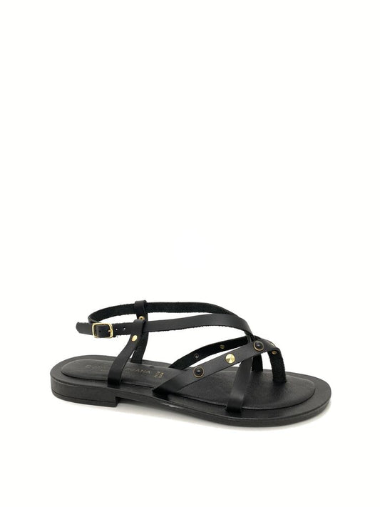 Black Strappy Sandal with Ankle Buckle