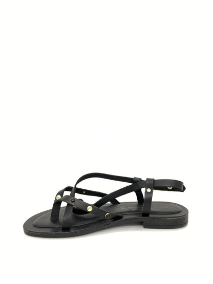 Black Strappy Sandal with Ankle Buckle
