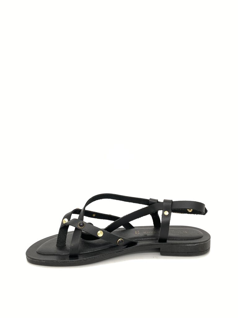 Black Strappy Sandal with Ankle Buckle
