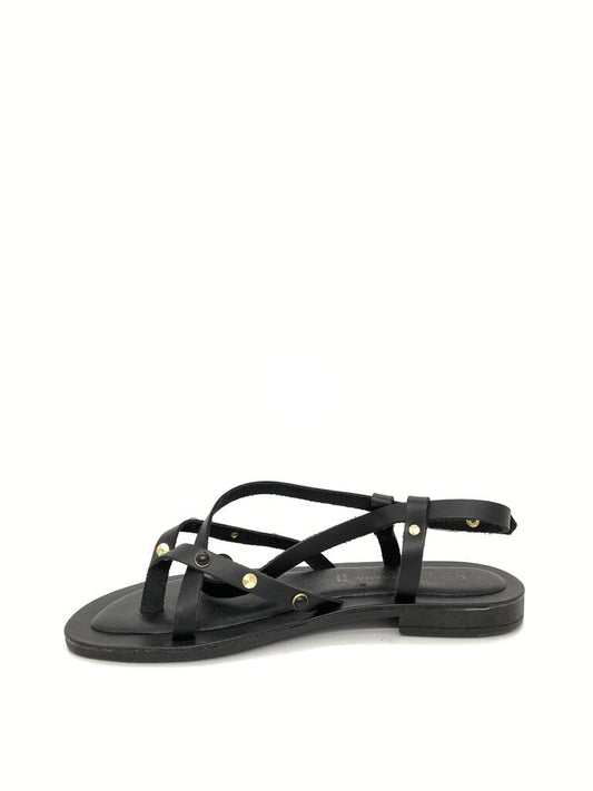 Black Strappy Sandal with Ankle Buckle