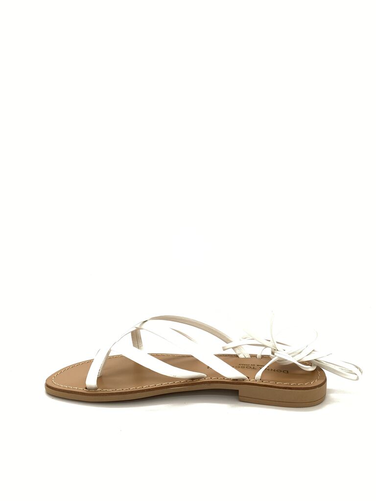 White Strappy Flat Sandals with Lace-Up Design
