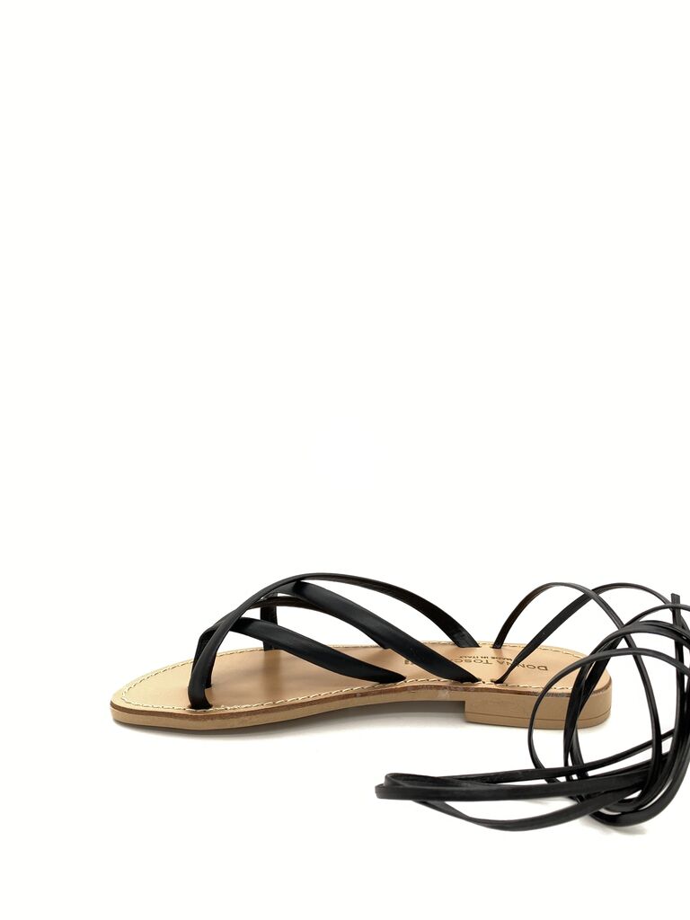 Black Strappy Sandal with Lace-Up Detail